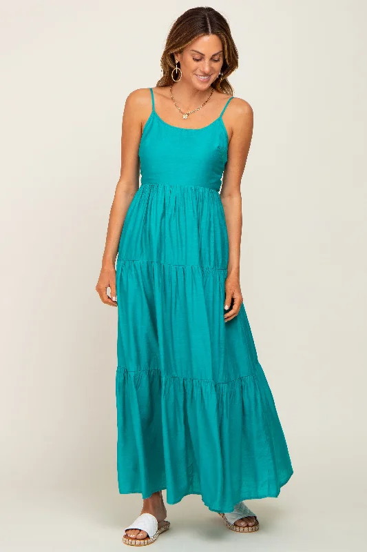 Stylish Women's Clothes for Work and Play Green Tiered Maxi Dress