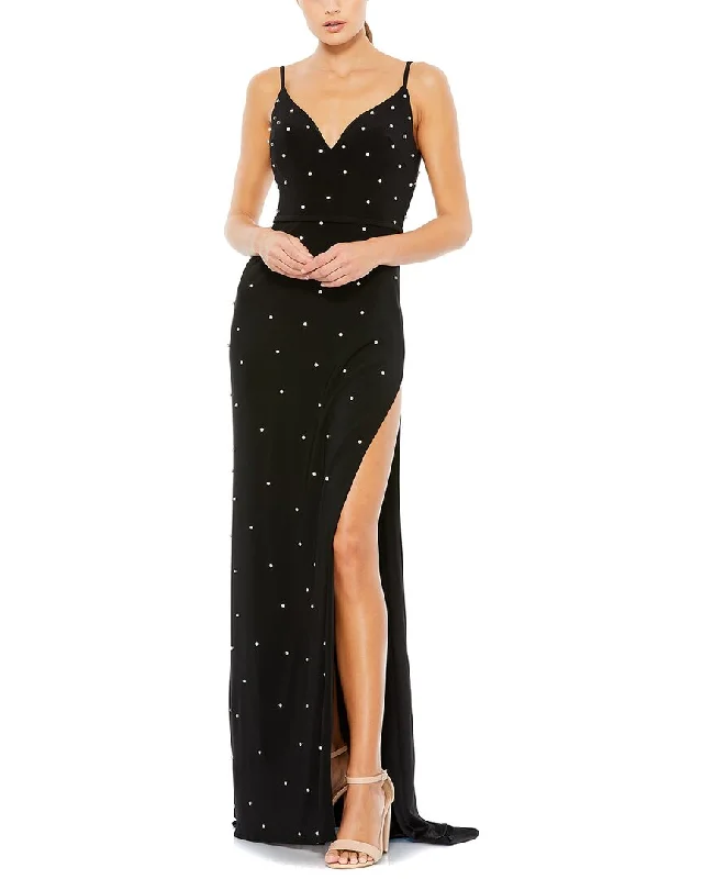 Budget-Friendly Fashion Mac Duggal Rhinestone Embellished V-Neck Gown