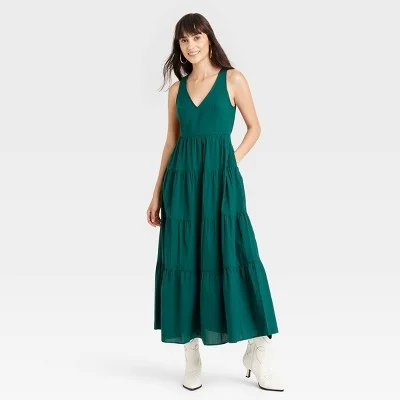 Trendy Boutiques Online New - Women's Tiered Maxi A-Line Dress - Universal Thread Green XS