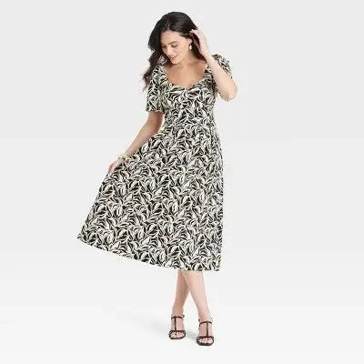 Women Clothing Open Box - Women's Short Sleeve Midi Dress - A New Day Floral