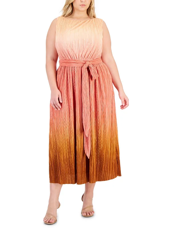 Flash Sale Clothing Plus Womens Ombre Polyester Midi Dress