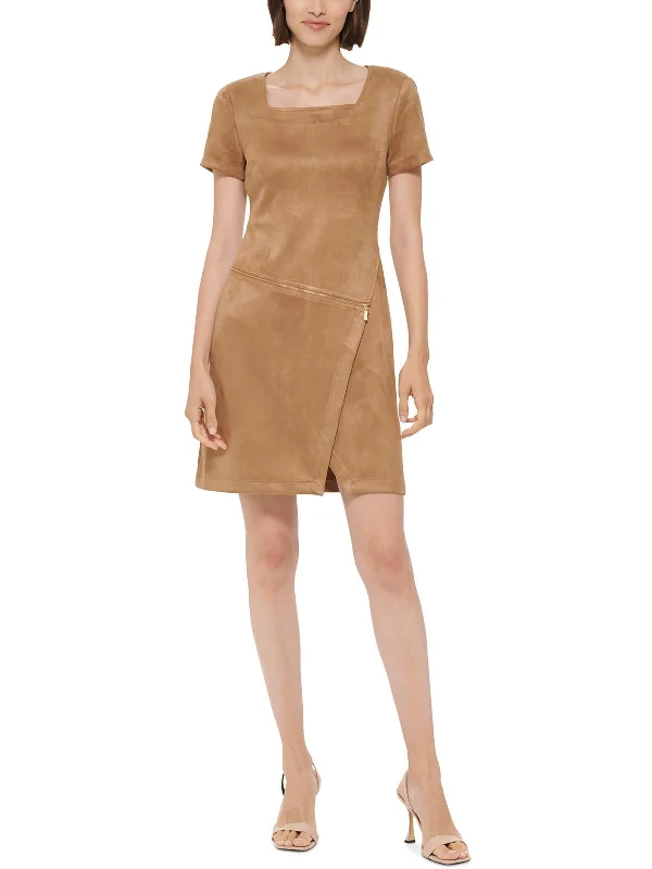 Season Appropriate Women's Collection Womens Faux Suede Sheath Dress