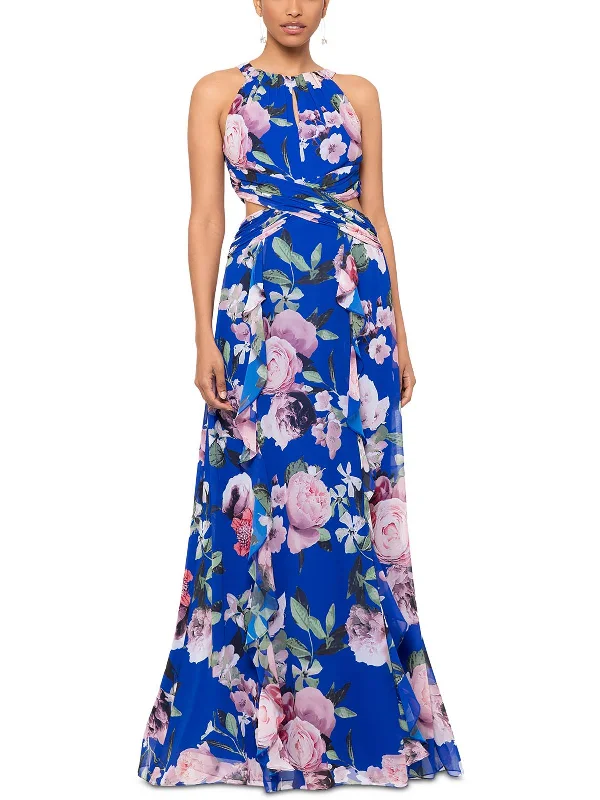 Best Online Clothing Boutiques Womens Floral Print Chiffon Maxi Dress