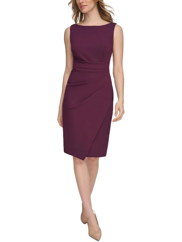 Women Clothing Womens Knee Length Gathered Sheath Dress