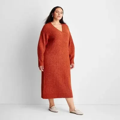 Casual and Comfortable Outfits New - Women's Long Sleeve Chunky Sweater Midi Dress - Future Collective with Reese Blutstein