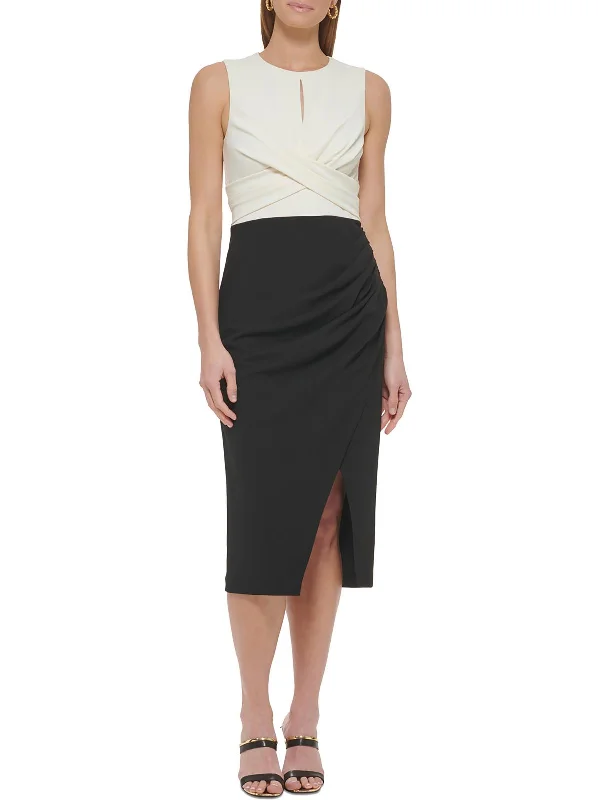 Luxury Fashion Womens Midi Ruched Wear To Work Dress