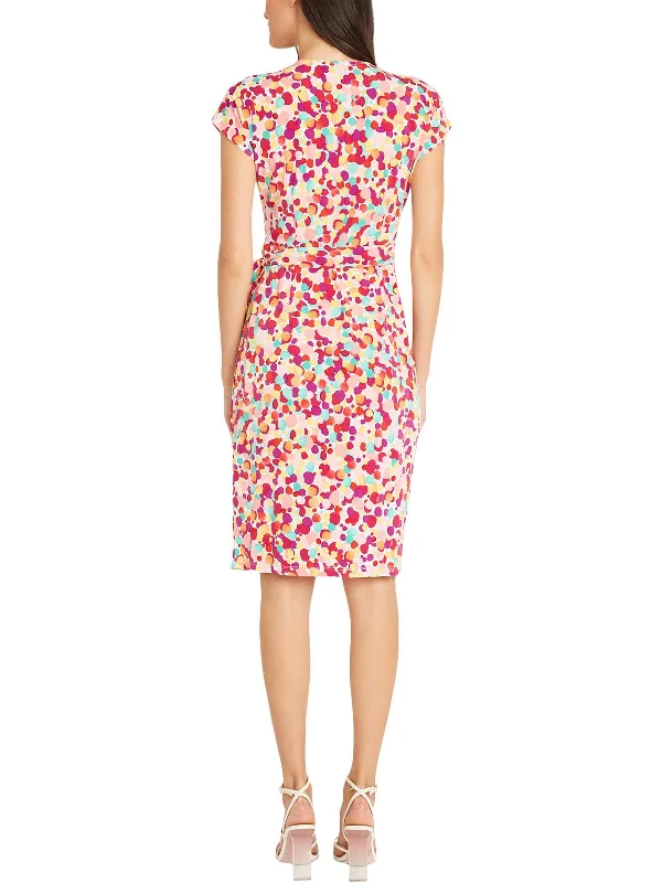 Season Offer Womens Printed Matte Jersey Wrap Dress