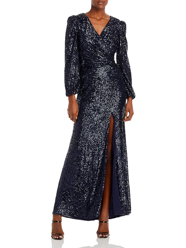 Vibrant Styles Womens Sequined Long Evening Dress