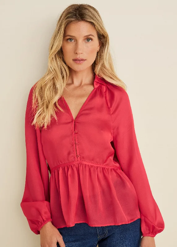 Seasonal Picks High-Low Blouse - Red