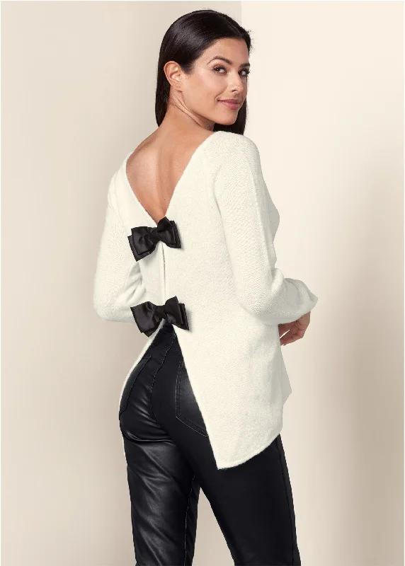 Unleash Your Style Bow Detail Sweater - Off White