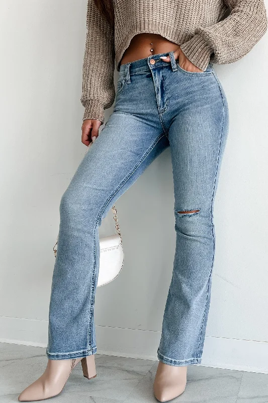 Latest Fashion Cressida Mid-Rise Sneak Peek Bootcut Jeans (Light Wash)