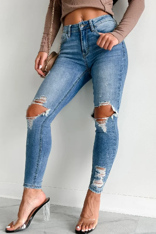 Weekend Exclusive Denver Mid-Rise Distressed Skinny Jeans (Medium Denim)